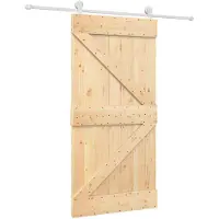 vidaXL Schuifdeur 100 x 210 cm Massief grenenhout Natuurlijk en Wit
