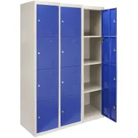MonsterShop Stalen lockers 4 Deurs Metalen Opbergers Afsluitbaar Gym Kleedkamer School Blauw
