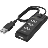Hama 00200118 USB-hub 4 poorten USB-A USB 2.0 480 MBit/s Zwart