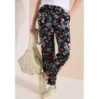 Cecil Dames Florale loose fit broek - Blauw - XXXL