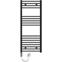 LuxeBath Elektrische Badkamerkachel Sahara 500x1200 mm Antraciet Rechte Zijaansluiting & Verwarmingsstang 900W Thermostaat &Digitaal Display, Handdoekverwarming met Patroonverwarming