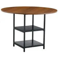 MODFU Ronde Eettafel - Dubbele Open Opbergruimte - Industrieel - Eetkamer - MDF En Metaal - Zwart En Walnoot - 107 x 75 cm