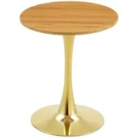 STILVORA Bijzettafel - Ronde Tafel Met Stevige Middenvoet - Voor Woonkamer En Leeshoek - MDF En Metaal - Goud;Houtkleur