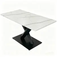 MODFU - Eettafel - Rechthoekig - Landelijke Stijl - Voor Eetkamer Of Werkkamer - MDF En Metaal - Wit En Zwart