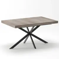STILVORA Eettafel - Uitschuifbaar Met Opberglade - Voor Eetkamer Keuken En Woonkamer - MDF En Metaal - 140-180x80x76 Cm - Grijs