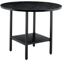 MODFU Ronde Eettafel - Met Opbergplank - Modern Minimalistisch - Voor Eetkamer Of Keuken - MDF En Metaal - Zwart - 100 X 77 Cm