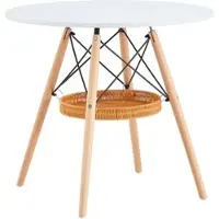 STILVORA Eettafel - Ronde Tafel Met Opbergmand - Voor 2 Tot 4 Personen In Kleine Ruimtes - MDF En Hout - Ø 80 Cm