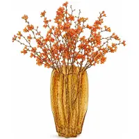 Mega Collections Bloemenvaas Callas - bewerkt sier glas - D15 x H28 cm - transparant amber geel - boeket en stelen - Moderne stijl
