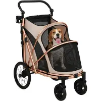 PawHut Huisdierwagen-Aluminium, Oxford-stof-94L x 69B x 118H cm-Bruin