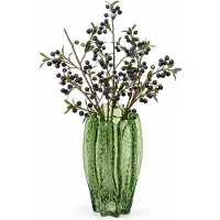 Mega Collections Bloemenvaas Callas - bewerkt sier glas - D15 x H28 cm - transparant groen - boeket en stelen - Moderne stijl