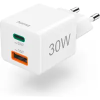 Hama USB C snellader | | 2 poorten (1x USB C, 1x USB A, 30W, Wit)