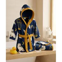 Harry Potter Set Badjas Capuchon + Handdoek 50x100cm + Washandje Hedwig – 100% Polyester – 5/6 jaar