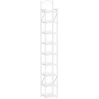 Happiq Schoenenrek – Voor Hal & Kleine Ruimtes – Verticale Schoenenkast met 9 Niveaus, Vrijstaand Houten Schoenenrek – Wit