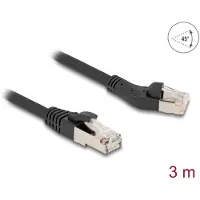 DeLOCK RJ45 netwerkkabel Cat.8.1 S/FTP, met 45 graden links gebogen stekker aan één kant en rechte stekker aan de andere kant, tot 40 Gbps, 3 meter, zwart
