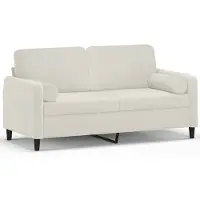 vidaXL Tweezitsbank met sierkussens 140 cm fluweel crèmekleurig