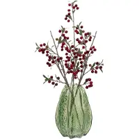 Mega Collections Bloemenvaas Callas - bewerkt sier glas - D14 x H21 cm - transparant groen - boeket en stelen - Moderne stijl