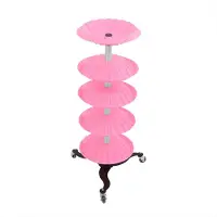 Happiq Roterend Nagellak Rek op Wielen – Vrijstaand – RVS & PP – Nail Polish Display Trolley Organizer – Roze