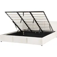 Beliani BOUSSE - Bed opbergruimte - Gebroken wit - 180 x 200 cm - Polyester