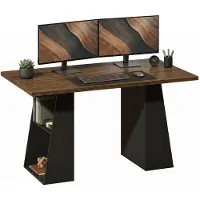 HOMCOM Writing Desk-Spanplatte, MDF-140L x 78B x 75H cm-Braun-Schwarz