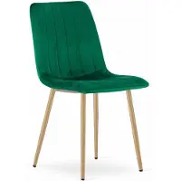 Leobert Eetkamerstoel LAVA - Groen - Houtlook Metalen Poten - Velvet Bekleding - Industriële Stijl, Max. 110 kg, Ergonomisch Design, Comfortabele Zitting