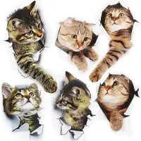 Azalia 6 STKS Leuke 3D kat Stickers 3D Muurstickers Stickers Decoratie Badkamer Toilet Deksel Cover Stickers voor gebruik in de Muren van De Kinderkamer