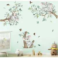 Azalia Koala Boomtak Muurstickers Groene Boom Bladeren Muurtattoo Baby Kinderkamer Babykamer Slaapkamer Wanddecoratie
