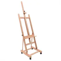 Happiq Schildersezel – Houten – Verstelbare Hoogte, Premium H-Frame, Draagbare Vloerstandaard met Wielen – Voor Kunsttentoonstellingen en Studio’s