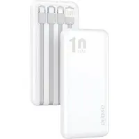 Dudao K6Pro universele powerbank met 10000 mAh capaciteit, USB-kabel, Type C, Lightning, wit, 10000 mAh, 5 V, wit