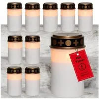 Novaliv LED graflampen met batterij en timer 6/18 wit 10 stuks LED kaarsen met batterijen grafkaarsen begraafplaatskaarsen kaarsen flikkerende vlam gedenkkaars eeuwig licht rouwkaars