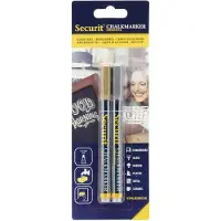 Securit krijtmarker small, blister met 2 stuks, goud en zilver