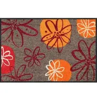 Erwin Müller Koblenz deurmat, vuilvangermat, antislipdeurmat, bloemmotief - robuust, duurzaam, gemakkelijk schoon te maken, geschikt voor vloerverwarming - bruin/rood maat 60x85 cm