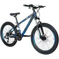 DaviBikes Montaro – Kinderfiets – 24 inch – 21 versnellingen – Shimano – Schijfremmen – 130-160 cm – Grijs/Blauw – Jongen