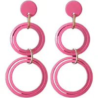 Charme Bijoux Oorbellen -Luna -roze -goudkleur- lange-