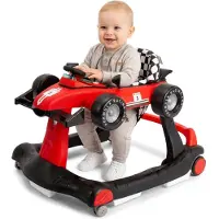 Sun baby Loopstoel, baby walker vanaf 6 maanden, verstelbare hoogte, geluiden, lichten, spiegels - Rood