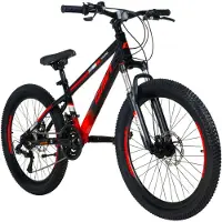 DaviBikes Terrano – Kinderfiets – 24 inch – 21 versnellingen – Schijfremmen – 130-160 cm – Rood/Zwart – Jongen