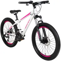 DaviBikes Bella – Kinderfiets – 24 inch – 21 versnellingen – Shimano – Schijfremmen – 130-160 cm – Wit/Roze – Meisje