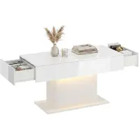 HOMCOM Coffee Table-Spanplatte, MDF-108L x 48B x 55H cm-Hochglanzweiß