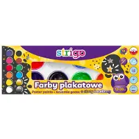Strigo Plakkaatverf Set - 12 Kleuren + Goud & Zilver + Kwast