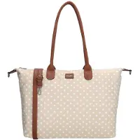 Charm London Buckingham Schoudertas 15,6 inch - Shopper - Laptoptas - Werktas - A4 - Praktisch - Dames Tas - Dots - Stippen - Taupe