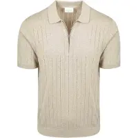 Profuomo Knitted Half Zip Poloshirt Dropneedle Beige