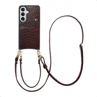 Selencia Nova Croco Telefoonhoes met Koord en Pashouder voor de Samsung Galaxy S26 - Choco Brown
