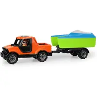 Lena speelgoed pick-up met boaties aanhanger - truck en boot set.