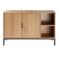 CALICOSY Dressoir met 2 deuren en 2 open vakken in groefhoutlook l110 cm tara