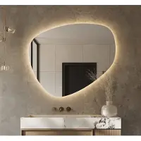 Schaere Organische badkamerspiegel met indirecte verlichting, verwarming, instelbare lichtkleur en dimfunctie 120×101 cm