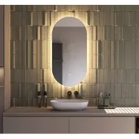 Schaere Ovale badkamerspiegel met indirecte verlichting, verwarming, instelbare lichtkleur en dimfunctie 50x100 cm