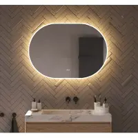 Schaere Ovale badkamerspiegel met directe en indirecte verlichting, verwarming, instelbare lichtkleur en dimfunctie 100×70 cm