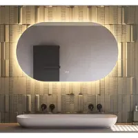 Schaere Ovale badkamerspiegel met indirecte verlichting, verwarming, instelbare lichtkleur en dimfunctie 120×70 cm