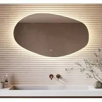 Schaere Organische badkamerspiegel met indirecte verlichting, verwarming, instelbare lichtkleur en dimfunctie 120x70 cm