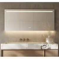 Schaere Badkamerspiegel met LED verlichting, verwarming, klok, sensor en dimfunctie 140x70 cm