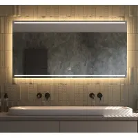 Schaere Badkamerspiegel met directe en indirecte verlichting, verwarming, instelbare lichtkleur en dimfunctie 140×70 cm